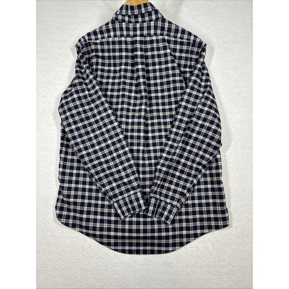 Brooks Brothers 1818 Non-Iron Slim Fit XL Blue Plaid L/S Men's Oxford Logo Check - Picture 7 of 14